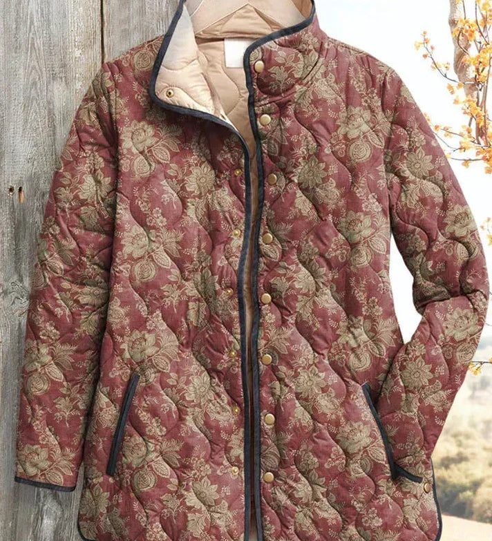 Berit™ | Steppjacke mit Blüten in Rostrot